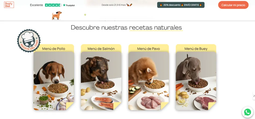 Menús de Dogfy Diet